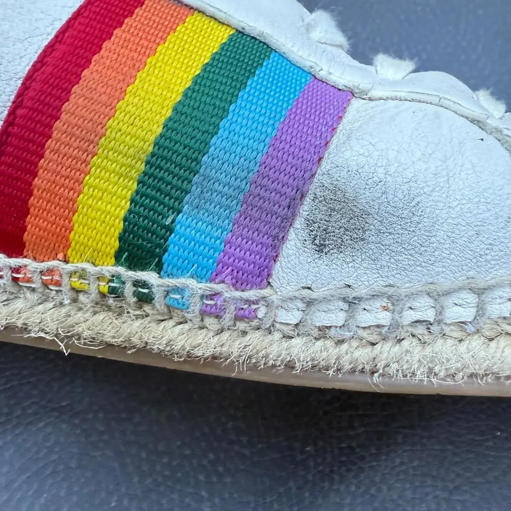 Splendid Women's Size 8 Sada Rainbow Stripe Espadrille Leather Sneakers‎